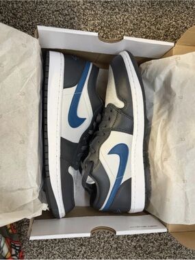 Nike Low Top Sneakers in White, Gray & Blue